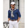 COOFANDY Mens Quarter Zip Polo Sweater Long Sleeve Knit Polo Shirts Casual Lightweight Dress Pullover(Blue)
