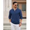 COOFANDY Mens Quarter Zip Polo Sweater Long Sleeve Knit Polo Shirts Casual Lightweight Dress Pullover(Blue)