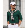 COOFANDY Mens Quarter Zip Polo Sweater Long Sleeve Knit Polo Shirts Casual Lightweight Dress Pullover(Green)