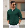 COOFANDY Mens Quarter Zip Polo Sweater Long Sleeve Knit Polo Shirts Casual Lightweight Dress Pullover(Green)