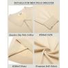 COOFANDY Mens Quarter Zip Polo Sweater Long Sleeve Knit Polo Shirts Casual Lightweight Dress Pullover(Khaki)