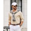 COOFANDY Mens Quarter Zip Polo Sweater Long Sleeve Knit Polo Shirts Casual Lightweight Dress Pullover(Khaki)