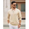 COOFANDY Mens Quarter Zip Polo Sweater Long Sleeve Knit Polo Shirts Casual Lightweight Dress Pullover(Khaki)