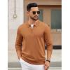 COOFANDY Mens Quarter Zip Polo Sweater Long Sleeve Knit Polo Shirts Casual Lightweight Dress Pullover(Light Brown)