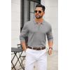 COOFANDY Mens Quarter Zip Polo Sweater Long Sleeve Knit Polo Shirts Casual Lightweight Dress Pullover(Light Gray)