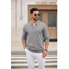 COOFANDY Mens Quarter Zip Polo Sweater Long Sleeve Knit Polo Shirts Casual Lightweight Dress Pullover(Light Gray)