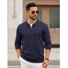 COOFANDY Mens Quarter Zip Polo Sweater Long Sleeve Knit Polo Shirts Casual Lightweight Dress Pullover(Navy Blue)