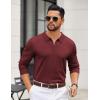 COOFANDY Mens Quarter Zip Polo Sweater Long Sleeve Knit Polo Shirts Casual Lightweight Dress Pullover(Wine Red)