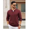 COOFANDY Mens Quarter Zip Polo Sweater Long Sleeve Knit Polo Shirts Casual Lightweight Dress Pullover(Wine Red)