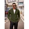 COOFANDY Mens Zip Up Cardigan Sweater Slim Fit Casual Full Zip Sweaters Knit Stand Collar Cardigans with 2 Front Pockets(Army Green)