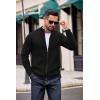 COOFANDY Mens Zip Up Cardigan Sweater Slim Fit Casual Full Zip Sweaters Knit Stand Collar Cardigans with 2 Front Pockets(Black)