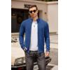 COOFANDY Mens Zip Up Cardigan Sweater Slim Fit Casual Full Zip Sweaters Knit Stand Collar Cardigans with 2 Front Pockets(Blue)