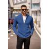 COOFANDY Mens Zip Up Cardigan Sweater Slim Fit Casual Full Zip Sweaters Knit Stand Collar Cardigans with 2 Front Pockets(Blue)