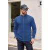 COOFANDY Mens Zip Up Cardigan Sweater Slim Fit Casual Full Zip Sweaters Knit Stand Collar Cardigans with 2 Front Pockets(Blue)