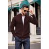 COOFANDY Mens Zip Up Cardigan Sweater Slim Fit Casual Full Zip Sweaters Knit Stand Collar Cardigans with 2 Front Pockets(Brown)