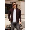COOFANDY Mens Zip Up Cardigan Sweater Slim Fit Casual Full Zip Sweaters Knit Stand Collar Cardigans with 2 Front Pockets(Brown)