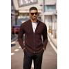 COOFANDY Mens Zip Up Cardigan Sweater Slim Fit Casual Full Zip Sweaters Knit Stand Collar Cardigans with 2 Front Pockets(Brown)