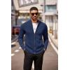 COOFANDY Mens Zip Up Cardigan Sweater Slim Fit Casual Full Zip Sweaters Knit Stand Collar Cardigans with 2 Front Pockets(Dark Blue)