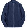 COOFANDY Mens Zip Up Cardigan Sweater Slim Fit Casual Full Zip Sweaters Knit Stand Collar Cardigans with 2 Front Pockets(Dark Blue)