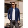 COOFANDY Mens Zip Up Cardigan Sweater Slim Fit Casual Full Zip Sweaters Knit Stand Collar Cardigans with 2 Front Pockets(Dark Blue)