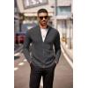 COOFANDY Mens Zip Up Cardigan Sweater Slim Fit Casual Full Zip Sweaters Knit Stand Collar Cardigans with 2 Front Pockets(Dark Gray)