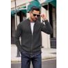 COOFANDY Mens Zip Up Cardigan Sweater Slim Fit Casual Full Zip Sweaters Knit Stand Collar Cardigans with 2 Front Pockets(Dark Gray)