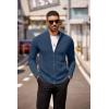 COOFANDY Mens Zip Up Cardigan Sweater Slim Fit Casual Full Zip Sweaters Knit Stand Collar Cardigans with 2 Front Pockets(Deep Blue)