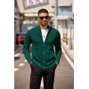 COOFANDY Mens Zip Up Cardigan Sweater Slim Fit Casual Full Zip Sweaters Knit Stand Collar Cardigans with 2 Front Pockets(Green)