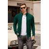 COOFANDY Mens Zip Up Cardigan Sweater Slim Fit Casual Full Zip Sweaters Knit Stand Collar Cardigans with 2 Front Pockets(Green)
