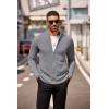COOFANDY Mens Zip Up Cardigan Sweater Slim Fit Casual Full Zip Sweaters Knit Stand Collar Cardigans with 2 Front Pockets(Grey)