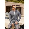 COOFANDY Mens Zip Up Cardigan Sweater Slim Fit Casual Full Zip Sweaters Knit Stand Collar Cardigans with 2 Front Pockets(Grey)