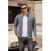 COOFANDY Mens Zip Up Cardigan Sweater Slim Fit Casual Full Zip Sweaters Knit Stand Collar Cardigans with 2 Front Pockets(Grey)