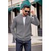 COOFANDY Mens Zip Up Cardigan Sweater Slim Fit Casual Full Zip Sweaters Knit Stand Collar Cardigans with 2 Front Pockets(Grey)