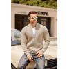 COOFANDY Mens Zip Up Cardigan Sweater Slim Fit Casual Full Zip Sweaters Knit Stand Collar Cardigans with 2 Front Pockets(Khaki)