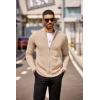 COOFANDY Mens Zip Up Cardigan Sweater Slim Fit Casual Full Zip Sweaters Knit Stand Collar Cardigans with 2 Front Pockets(Khaki)
