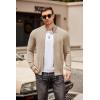 COOFANDY Mens Zip Up Cardigan Sweater Slim Fit Casual Full Zip Sweaters Knit Stand Collar Cardigans with 2 Front Pockets(Khaki)