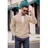 COOFANDY Mens Zip Up Cardigan Sweater Slim Fit Casual Full Zip Sweaters Knit Stand Collar Cardigans with 2 Front Pockets(Khaki)