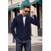 COOFANDY Mens Zip Up Cardigan Sweater Slim Fit Casual Full Zip Sweaters Knit Stand Collar Cardigans with 2 Front Pockets(Navy Blue)
