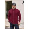 COOFANDY Mens Zip Up Cardigan Sweater Slim Fit Casual Full Zip Sweaters Knit Stand Collar Cardigans with 2 Front Pockets(Wine Red)