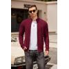 COOFANDY Mens Zip Up Cardigan Sweater Slim Fit Casual Full Zip Sweaters Knit Stand Collar Cardigans with 2 Front Pockets(Wine Red)