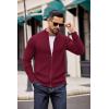 COOFANDY Mens Zip Up Cardigan Sweater Slim Fit Casual Full Zip Sweaters Knit Stand Collar Cardigans with 2 Front Pockets(Wine Red)