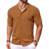 COOFANDY Men Casual Button Down Shirts Short Sleeve Summer Beach Shirt Fashion Camp Tops(Caramel)