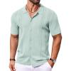 COOFANDY Men Casual Button Down Shirts Short Sleeve Summer Beach Shirt Fashion Camp Tops(Green)