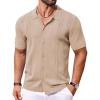 COOFANDY Men Casual Button Down Shirts Short Sleeve Summer Beach Shirt Fashion Camp Tops(Khaki)