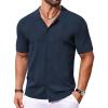 COOFANDY Men Casual Button Down Shirts Short Sleeve Summer Beach Shirt Fashion Camp Tops(Navy Blue)