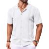 COOFANDY Men Casual Button Down Shirts Short Sleeve Summer Beach Shirt Fashion Camp Tops(White)