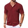 COOFANDY Men Casual Button Down Shirts Short Sleeve Summer Beach Shirt Fashion Camp Tops(Wine Red)