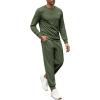 COOFANDY Mens Tracksuit 2 Piece Set Crewneck Sweatsuits Jogging Suit Sets Long Sleeve Jacquard Pullover Shirt Outfits(Army Green)