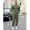 COOFANDY Mens Tracksuit 2 Piece Set Crewneck Sweatsuits Jogging Suit Sets Long Sleeve Jacquard Pullover Shirt Outfits(Army Green)
