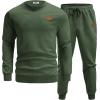 COOFANDY Mens Tracksuit 2 Piece Set Crewneck Sweatsuits Jogging Suit Sets Long Sleeve Jacquard Pullover Shirt Outfits(Army Green)